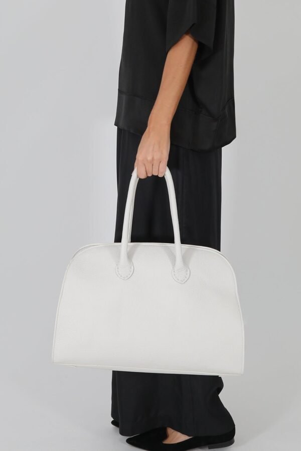 ARDEN HANDBAG IN ITALIAN LEATHER BUTTER WHITE - Image 3