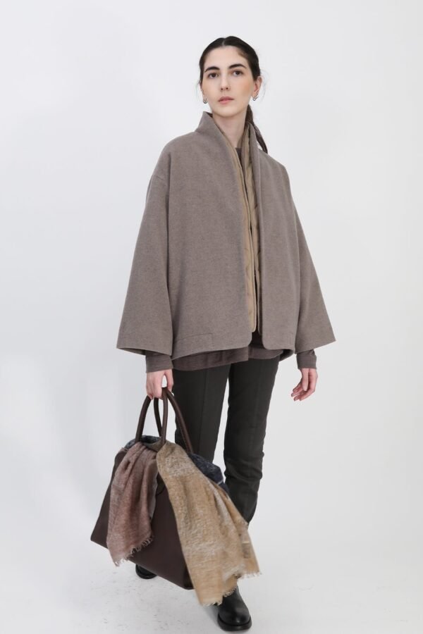 ELENA ITALIAN VIRGIN WOOL & GOOSE DOWN TWO PIECE COAT SET IN TAUPE - Image 3